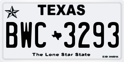 TX license plate BWC3293