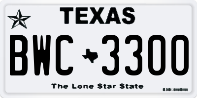 TX license plate BWC3300