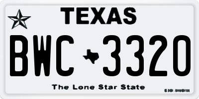 TX license plate BWC3320
