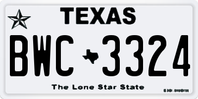 TX license plate BWC3324