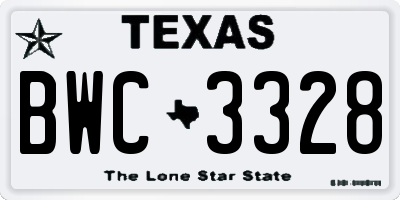 TX license plate BWC3328