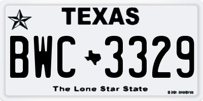 TX license plate BWC3329