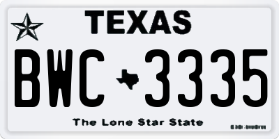 TX license plate BWC3335