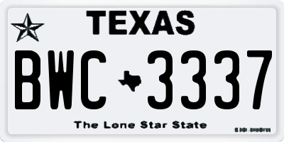 TX license plate BWC3337