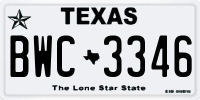 TX license plate BWC3346