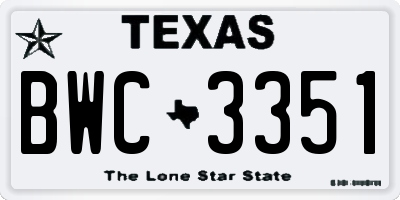 TX license plate BWC3351