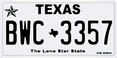 TX license plate BWC3357