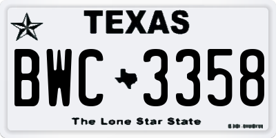 TX license plate BWC3358
