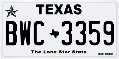 TX license plate BWC3359