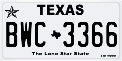 TX license plate BWC3366