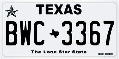 TX license plate BWC3367