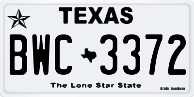 TX license plate BWC3372