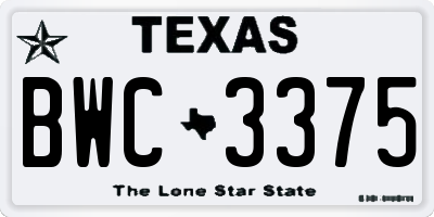 TX license plate BWC3375