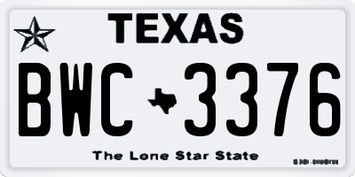 TX license plate BWC3376