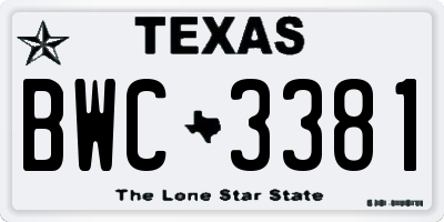 TX license plate BWC3381