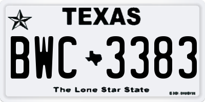 TX license plate BWC3383
