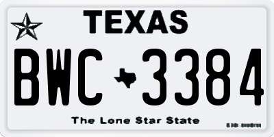 TX license plate BWC3384