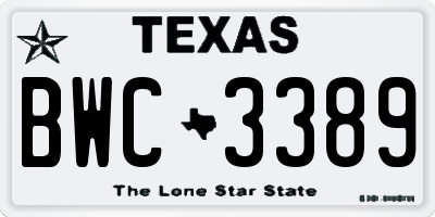 TX license plate BWC3389