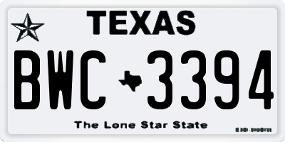 TX license plate BWC3394