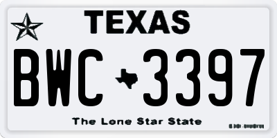 TX license plate BWC3397