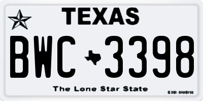 TX license plate BWC3398