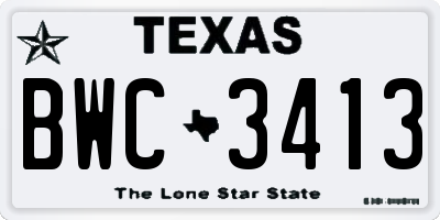 TX license plate BWC3413