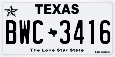 TX license plate BWC3416