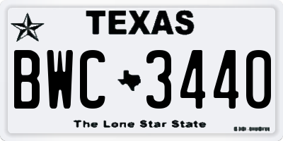TX license plate BWC3440