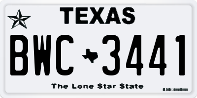 TX license plate BWC3441