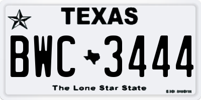 TX license plate BWC3444