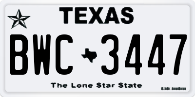 TX license plate BWC3447