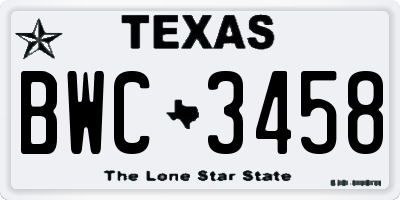 TX license plate BWC3458
