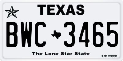 TX license plate BWC3465