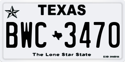 TX license plate BWC3470