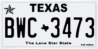 TX license plate BWC3473