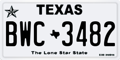 TX license plate BWC3482