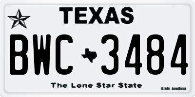 TX license plate BWC3484