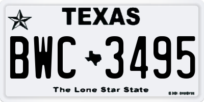 TX license plate BWC3495