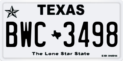TX license plate BWC3498