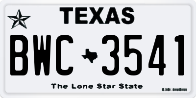 TX license plate BWC3541