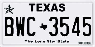 TX license plate BWC3545