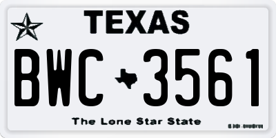 TX license plate BWC3561