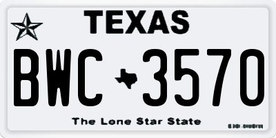 TX license plate BWC3570