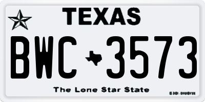 TX license plate BWC3573