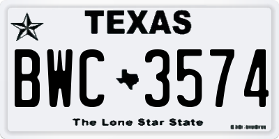 TX license plate BWC3574