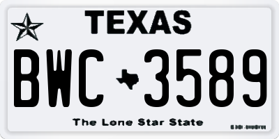 TX license plate BWC3589