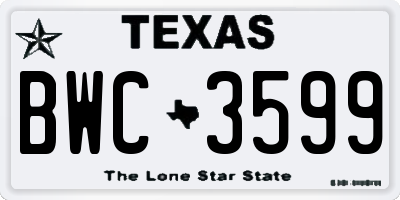 TX license plate BWC3599