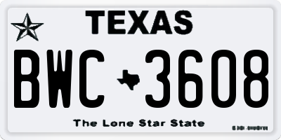 TX license plate BWC3608