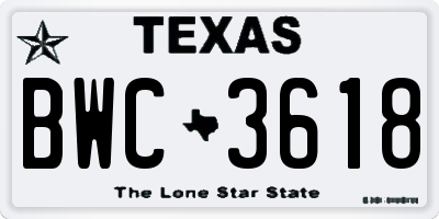 TX license plate BWC3618