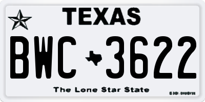 TX license plate BWC3622